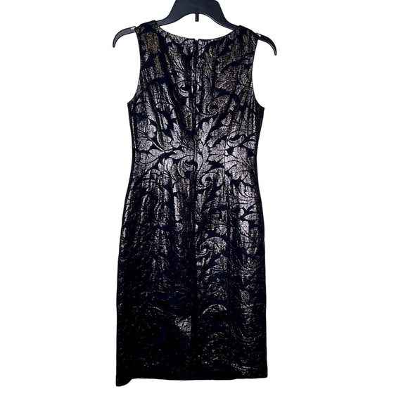 Tibi Women Sheath Dress Shiny Metallic Jaqcuard Sleeveless Back Zip Black Sz. 2‎ - Picture 7 of 10
